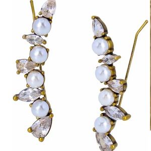 KURT GEIGER LONDON Imitation Pearl & Crystal Ear Crawlers NWT